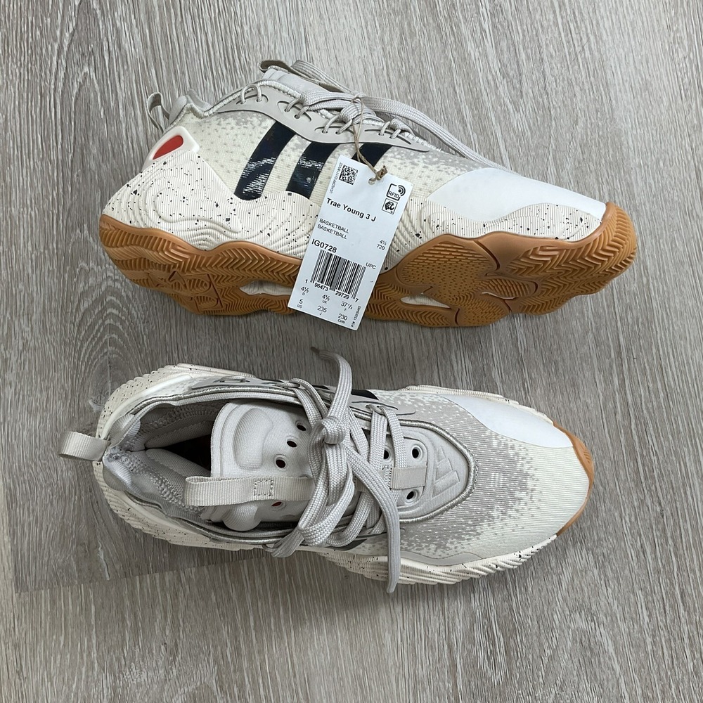 Adidas Trae Young 3 Wonder Size 5 Beige Black Youth Basketball Shoes IG0728